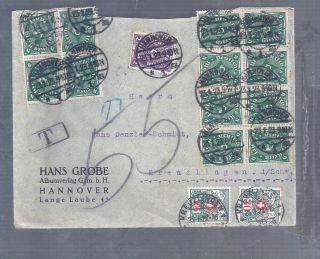 Germany 1923 Inflation Per Cov To Switzerland To Pay Taxed Postage Due Grobe Com