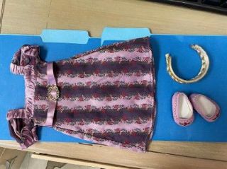 Retired American Girl Caroline Holiday Gown,  Shoes,  Hairpiece
