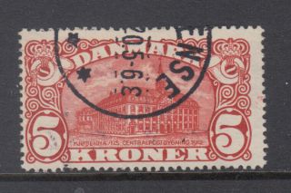 Denmark Sc 135 General Post Office 5kr Dark Red Vf Wmk Crosses