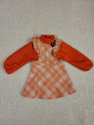 Vintage Ideal Crissy Doll Orange Plaid Dress