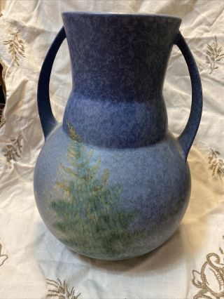 Roseville Pottery Windsor Blue Tall Handled Vase 5