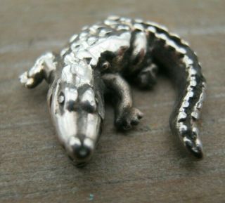 A Novelty Sterling Silver Miniature Study Of A Crocodile / Alligator
