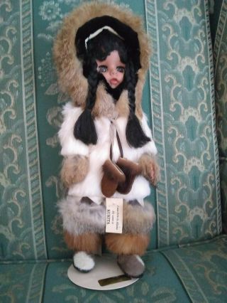 Memeluck Alaskan Eskimo Doll " Kukita " - Rabbit Fur Clothes,  15 - Inch,  Braided Hair