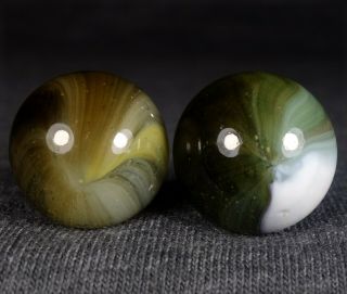Two 3/4 " Antique Master Marble Shooter Sunburst Marbles
