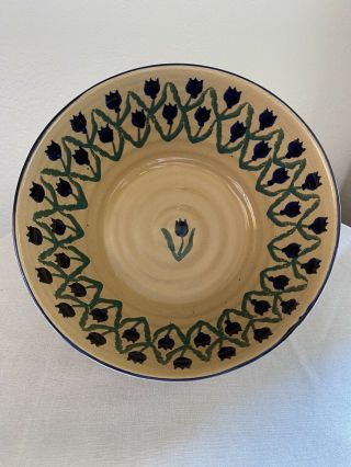 Nicholas Mosse Pottery Ireland Footed 10” Bowl - Blue Tulips - Retired - Rare - 4