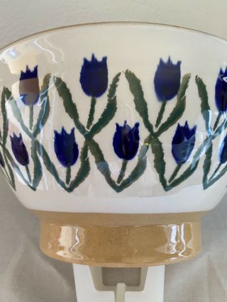 Nicholas Mosse Pottery Ireland Footed 10” Bowl - Blue Tulips - Retired - Rare - 6