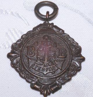 Antique Boys Brigade Medal Fob - Bronze - Very Fine Sure & Steadfast
