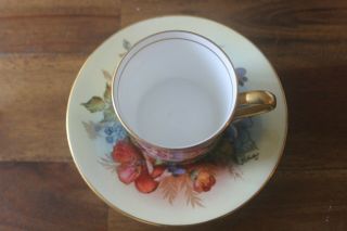 RARE Aynsley J A Bailey Cabbage Rose Bouquet Demitasse Teacup Tea Cup Saucer 3