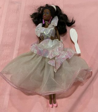Vintage 1990’s African American Barbie Doll W/flashy Dress&accessories By Mattel