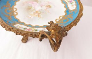 Signed 19th Century French Sevres Porcelain Plate Gilt Bronze Center Piece Stand 5