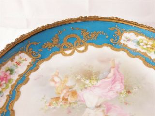 Signed 19th Century French Sevres Porcelain Plate Gilt Bronze Center Piece Stand 6