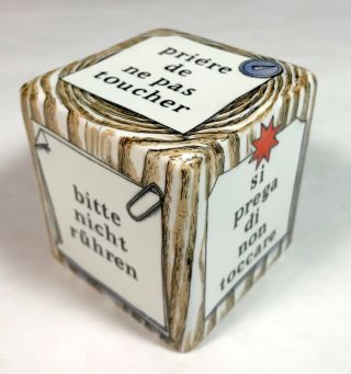 Vtg Italian Modern Piero Fornasetti Paperweight Cube - Please Do Not Touch -
