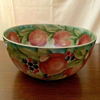 Vtg Moorcroft Large Pottery Bowl Pomegranate Pattern Mid 20th Century Signed