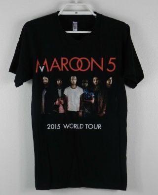Maroon 5 World Tour 2015 Size Small Black Unisex Concert T Shirt Short Sleeve