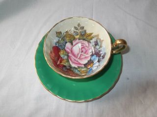 Aynsley Rare Signed J.  A.  Bailey Large Cabbage Rose Cup And Saucer