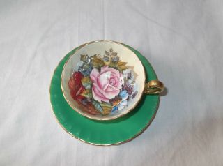 Aynsley Rare Signed J.  A.  Bailey Large Cabbage Rose Cup and Saucer 2