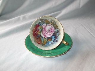 Aynsley Rare Signed J.  A.  Bailey Large Cabbage Rose Cup and Saucer 3