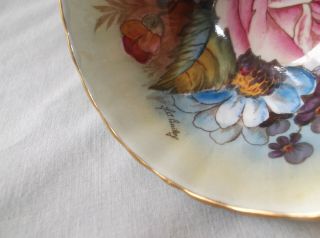 Aynsley Rare Signed J.  A.  Bailey Large Cabbage Rose Cup and Saucer 4