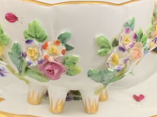 Meissen Porcelain Cup And Saucer With Applied Flowers.  Saucer 4.  25” Diameter 2