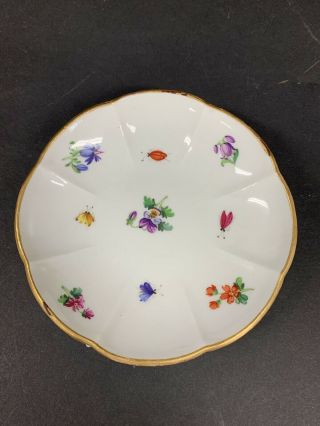 Meissen Porcelain Cup And Saucer With Applied Flowers.  Saucer 4.  25” Diameter 5