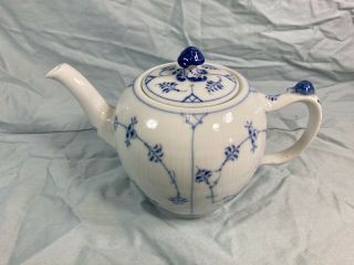 Vintage Royal Copenhagen Blue Fluted Plain Teapot 258 (small)