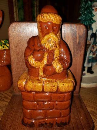 Ned Foltz Redware Clay Santa Claus Going Down The Chimney Limited Edition 44/100
