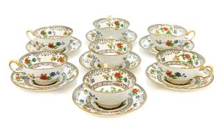 7 Copeland Spode For Tiffany & Co Porcelain Cup & Saucers In Exotic Birds Y2872