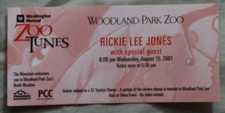 Rickie Lee Jones Zoo Tunes Performance Ticket Stub 2001