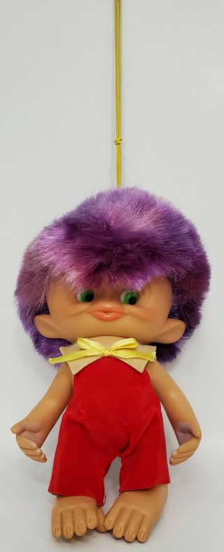 1965 Unica Troll Monkey Boy Doll Figure Purple Hair Vintage Made in Belgium 8 