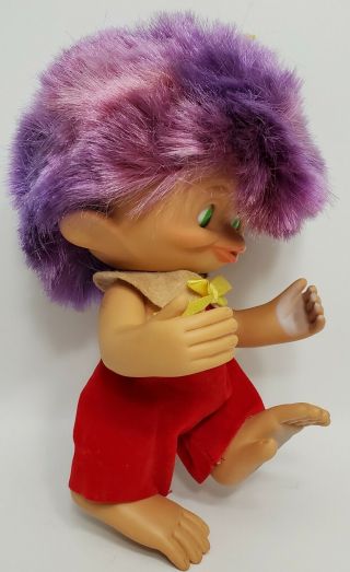 1965 Unica Troll Monkey Boy Doll Figure Purple Hair Vintage Made in Belgium 8 