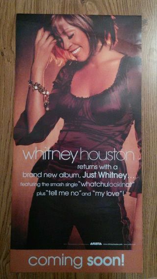 Whitney Houston 2002 " Just Whitney " Double Sided Promo Poster In Nm