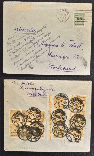 Germany To Sweden 1923 $$$,  Unusual 80000000000 Marks Hyper Inflation Cover Fdc