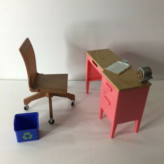 Our Generation Doll School Teachers Desk Rolling Chair Recycling Bin For 18 " Dol