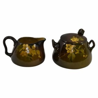 Rookwood Pottery 1896 Standard Glaze Floral Sugar Bowl And Creamer 770 (diers)
