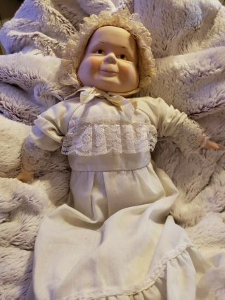 Vintage Bisque 3 Three Face Porcelain Doll Happy Smiling Crying Sleeping 21 "