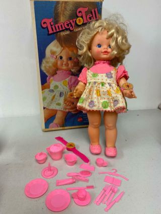 Vintage 1970 Mattel Timey Tell Doll W Box And Most Accessories
