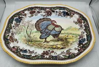 Rare Spode Woodland Turkey Extra Large Hand Painted Turkey Platter 23 " X18 "