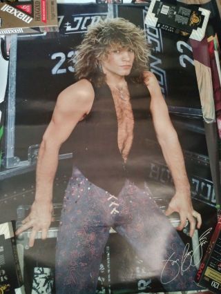 Hot Vintage Jon Bon Jovi Poster 80s Road Cases Rare