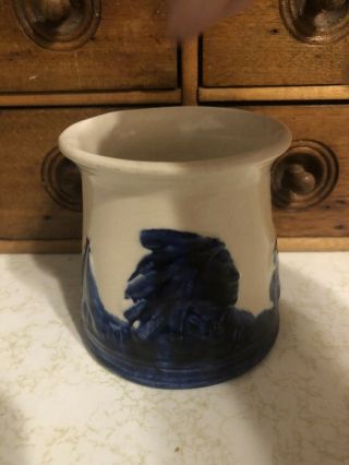 Old Sleepy Eye Blue & White Pottery Sugar Bowl