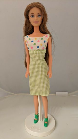 Mattel Barbie Doll With Dress And Shoes Light Brown Hair