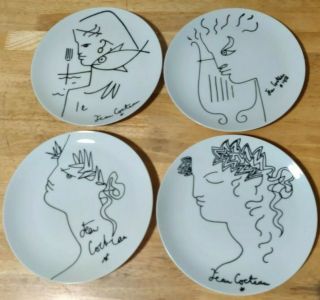 Jean Cocteau Limoges France Art Porcelain China 9 3/8 " Inch Plates 4 Plates