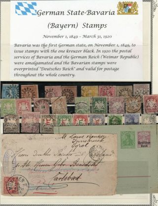 German States - Bavaria (bayern) 1849 - 1911 24 Stamps,  2 Covers