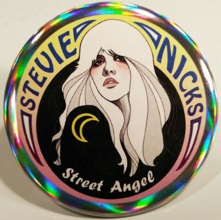 Stevie Nicks Pin Button Purple Street Angel Holographic Fleetwood Mac Rare