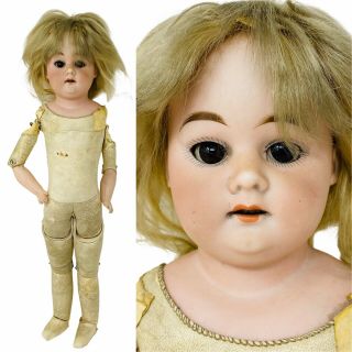 20” Bisque Head Armand Marseille Doll,  No.  3500,  Leather Body,  Germany