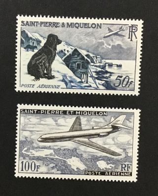 St.  Pierre And Miquelon 1957 Vf Mlh Sc C21 - C22 Cv$73.  50 (w14)