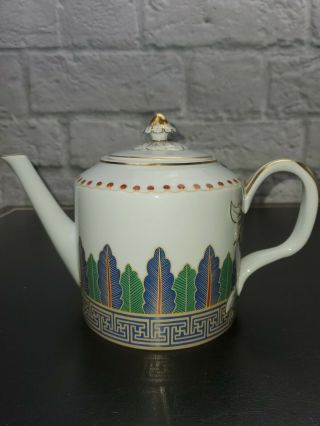 Rare Mottahedeh Charleston Feather Portugal Historic Charleston Teapot With Lid