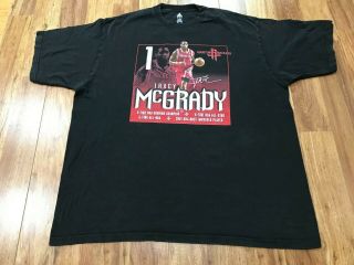 2xl - Vtg Nba Houston Rockets Tracy Mcgrady Stats Adidas Faded Cotton T - Shirt