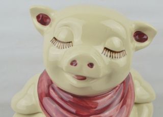 Vtg Shawnee Pottery Ceramic Cookie Jar Pig Handkerchief Red Scarf Smiling Piggy