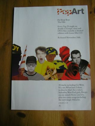 Pet Shop Boys - Pop Art - The Hits - Advert - 20.  5 X 28.  5cm.