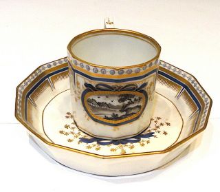 Mocha Cup & Saucer Nymphenburg Porcelain Pearl King Service Perfect